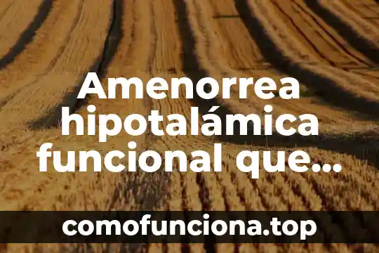 Que es una sintesis de valor funcional arquitectura 7 Amenorrea hipotalámica funcional que es