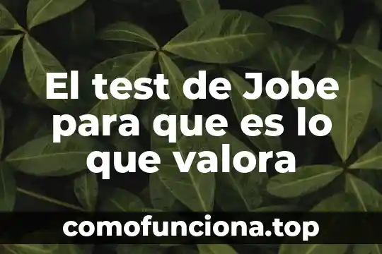 Que es lo que mas se valora de una amistad 6 El test de Jobe para que es lo que valora