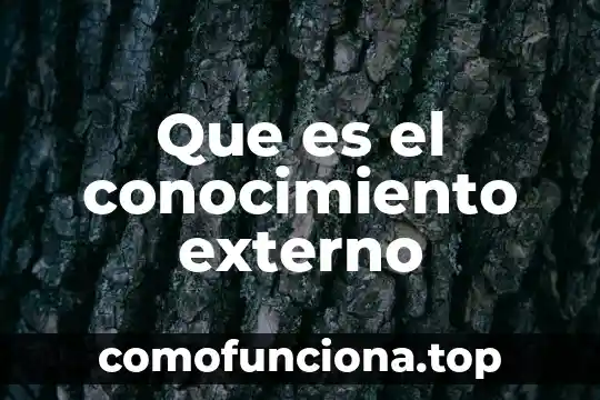 Qué es la figura supervisor externo de obra 5 Que es el conocimiento externo