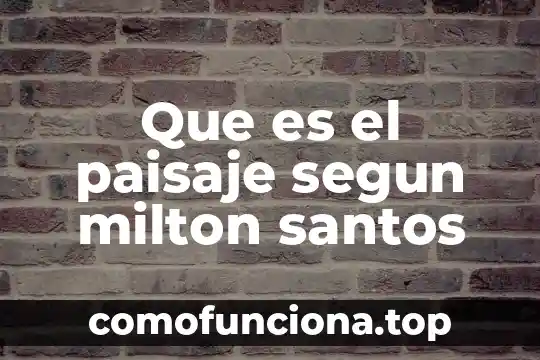 Que es la historia segun un historiador 8 Que es el paisaje segun milton santos