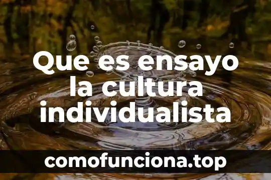 Que es la ontologia cultura 5 Que es ensayo la cultura individualista