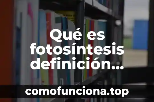 Que es la fotosintesis solo el nombre 8 Qué es fotosíntesis definición conceptuada