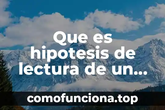 Que es h en los valores densitometricos 8 Que es hipotesis de lectura de un libro