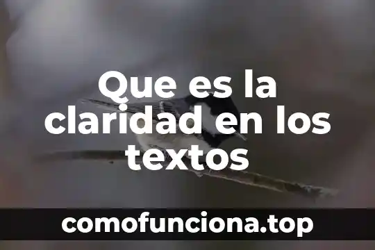 Que es claridad en psicologia 4 Que es la claridad en los textos