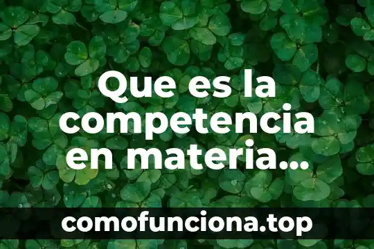 Que es lo fundamnetal en la materia y la conciencia 8 Que es la competencia en materia laboral