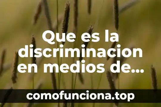 En la sociedad que es discriminacion 3 Que es la discriminacion en medios de comunicacion