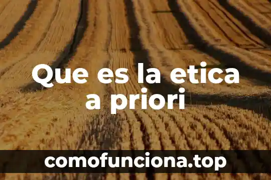 Que es la etica cantica 4 Que es la etica a priori