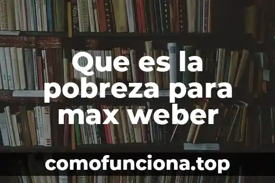 Qué es el weber 4 Que es la pobreza para max weber