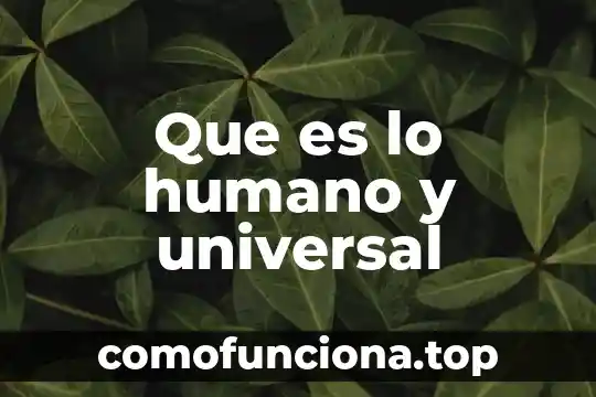 Que es universal segun fayl 5 Que es lo humano y universal