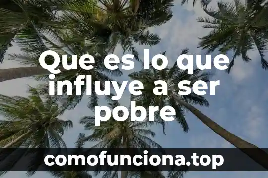 Que es ser una persona pobre 3 Que es lo que influye a ser pobre