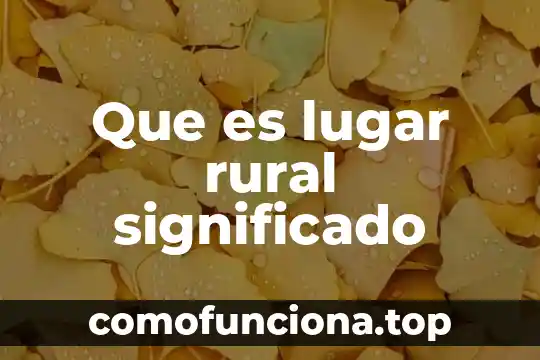 Que es lugar significado 5 Que es lugar rural significado