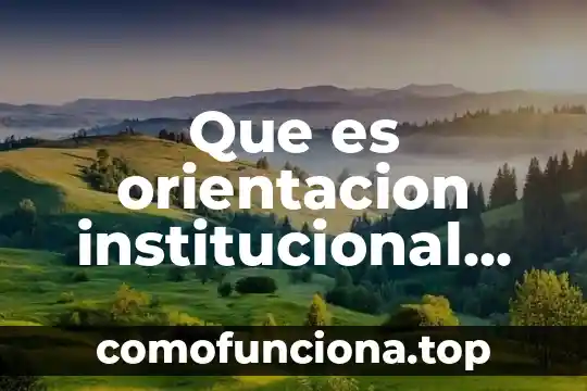 Que es programa de orientacion repperto 5 Que es orientacion institucional significado