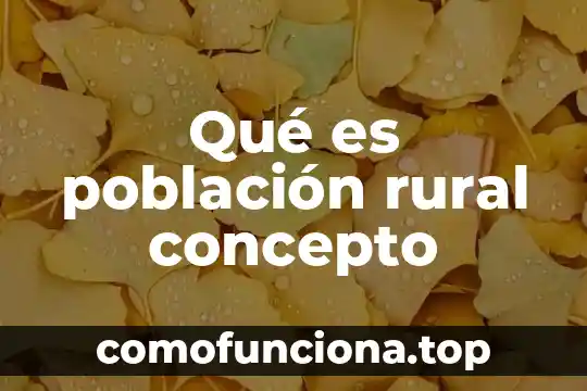 Que es el concepto de una obra de arte 6 Qué es población rural concepto