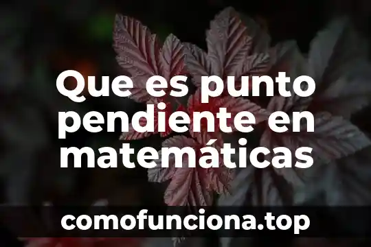 Qué es un punto de vista de planta 3 Que es punto pendiente en matemáticas