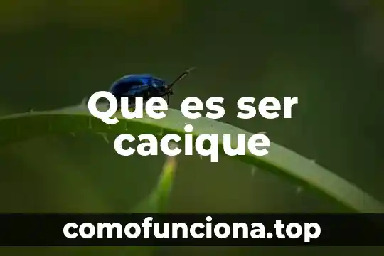 Que es el ser mejor 8 Que es ser cacique