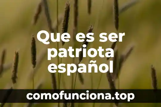 Que es no ser discriminado sustantiva 4 Que es ser patriota español