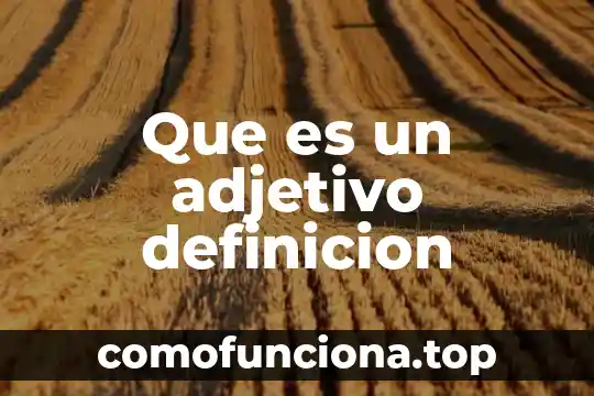 Qué es el artículo, pronombre, adjetivo, nombre o sustantivo 6 Que es un adjetivo definicion
