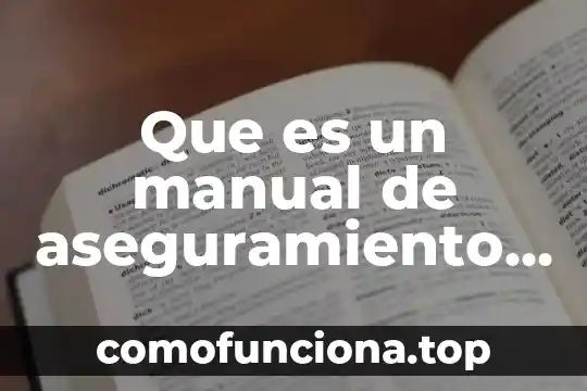 Que es el aseguramiento de la carga incorrecta 6 Que es un manual de aseguramiento de la calidad