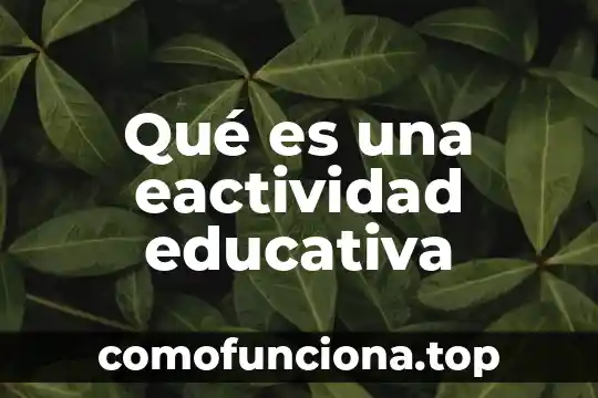 Qué es asistencia educativa definición 3 Qué es una eactividad educativa