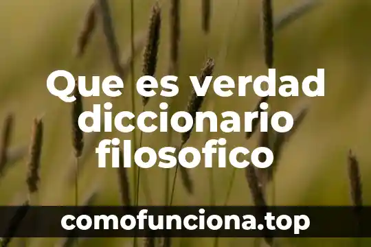 Qué es el conocimiento desde el punto de vista filosófico 5 Que es verdad diccionario filosofico