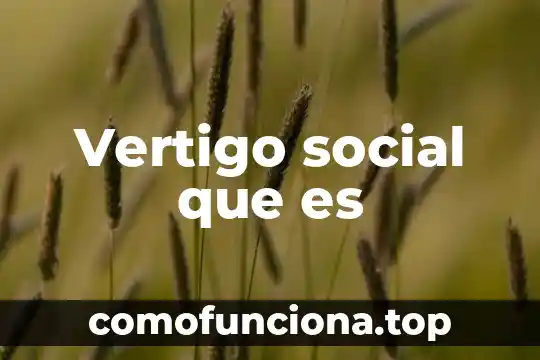 Que es el ser social a nivel mundial 6 Vertigo social que es